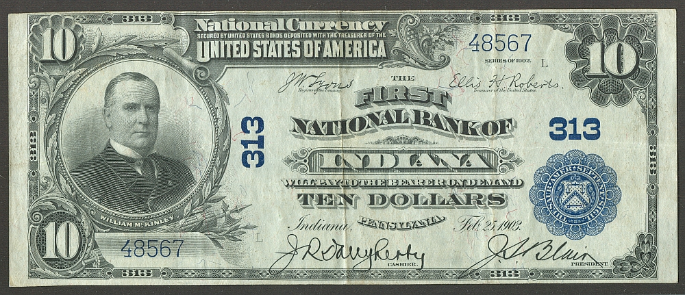 Indiana, Pennsylvania, Charter #313, 1902PB $10